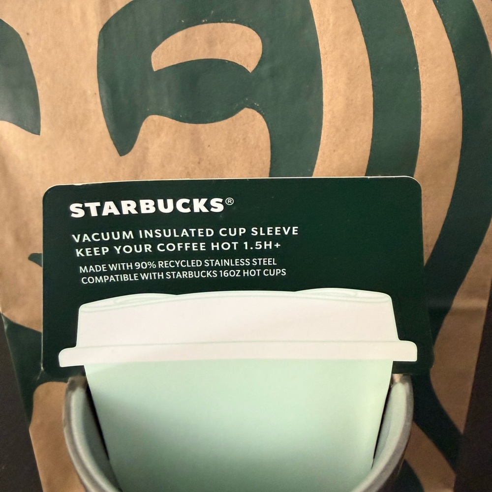 Starbucks Vacuum Insulated Cup Sleeve in Mint and White - Picture 2 of 6